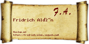 Fridrich Alán névjegykártya